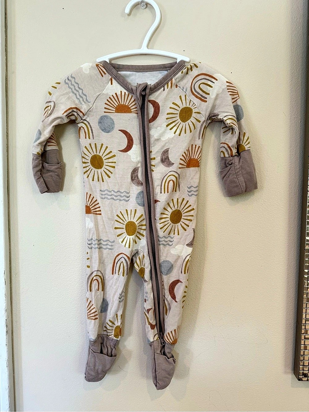Little Sleepies Desert Sunrise Zippy Footie Sleepers Pajamas in Cream & Orange B